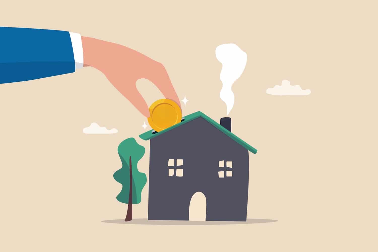 A coin being put into a house, showing how to buy an investment property uk